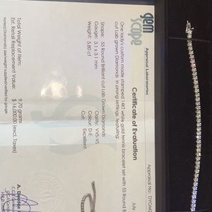 Custome made stamped 14kt white gold tennis bracelet